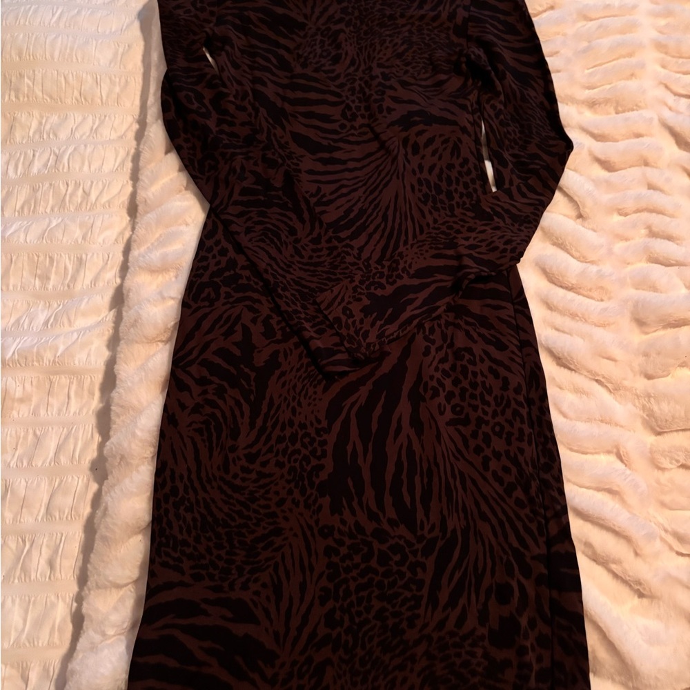 Alice + Olivia Black and Brown Long Sleeve Bodycon Dress - Picture 4 of 10